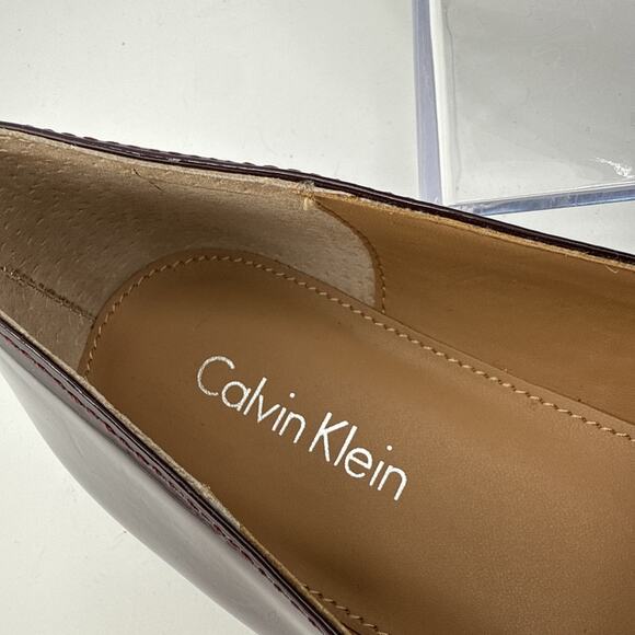 Calvin Klein Women’s Elin Oxblood Patent Leather Pointed Shoes Flats Sz 9 M NWB - Picture 3 of 10